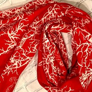 🧣2/$10 or 3/$12 Red with White Fish/Coral Design